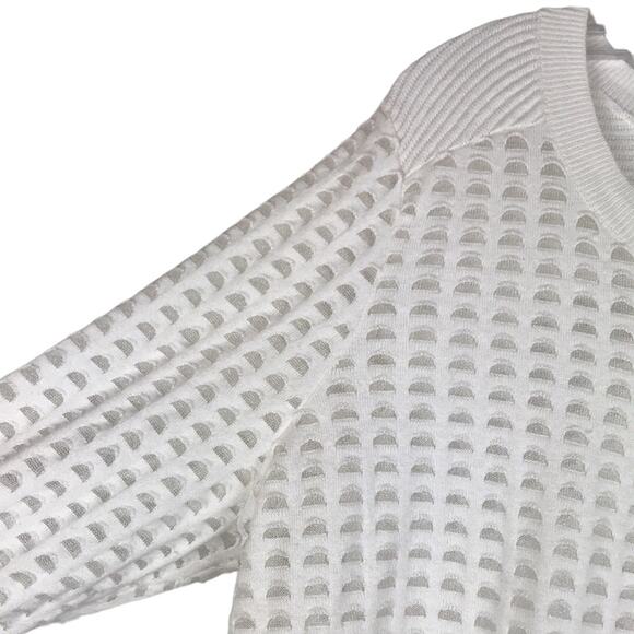 Lane Bryant Long Sleeve Knit Tunic Top White Ivory Sheer Mesh Arch Pattern 18/20 - Picture 4 of 11